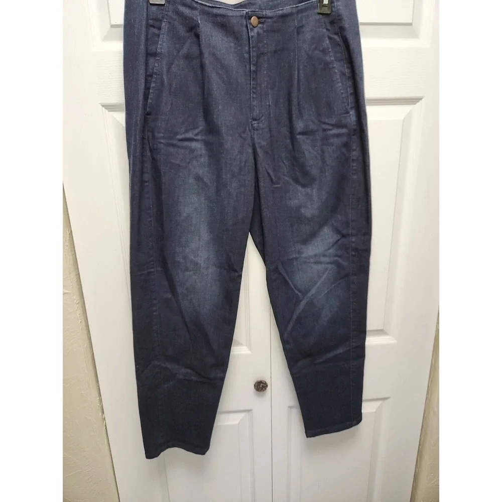 Eileen Fisher Trouser Pants Women's 14 Navy Blue High Rise Ankle Tapered